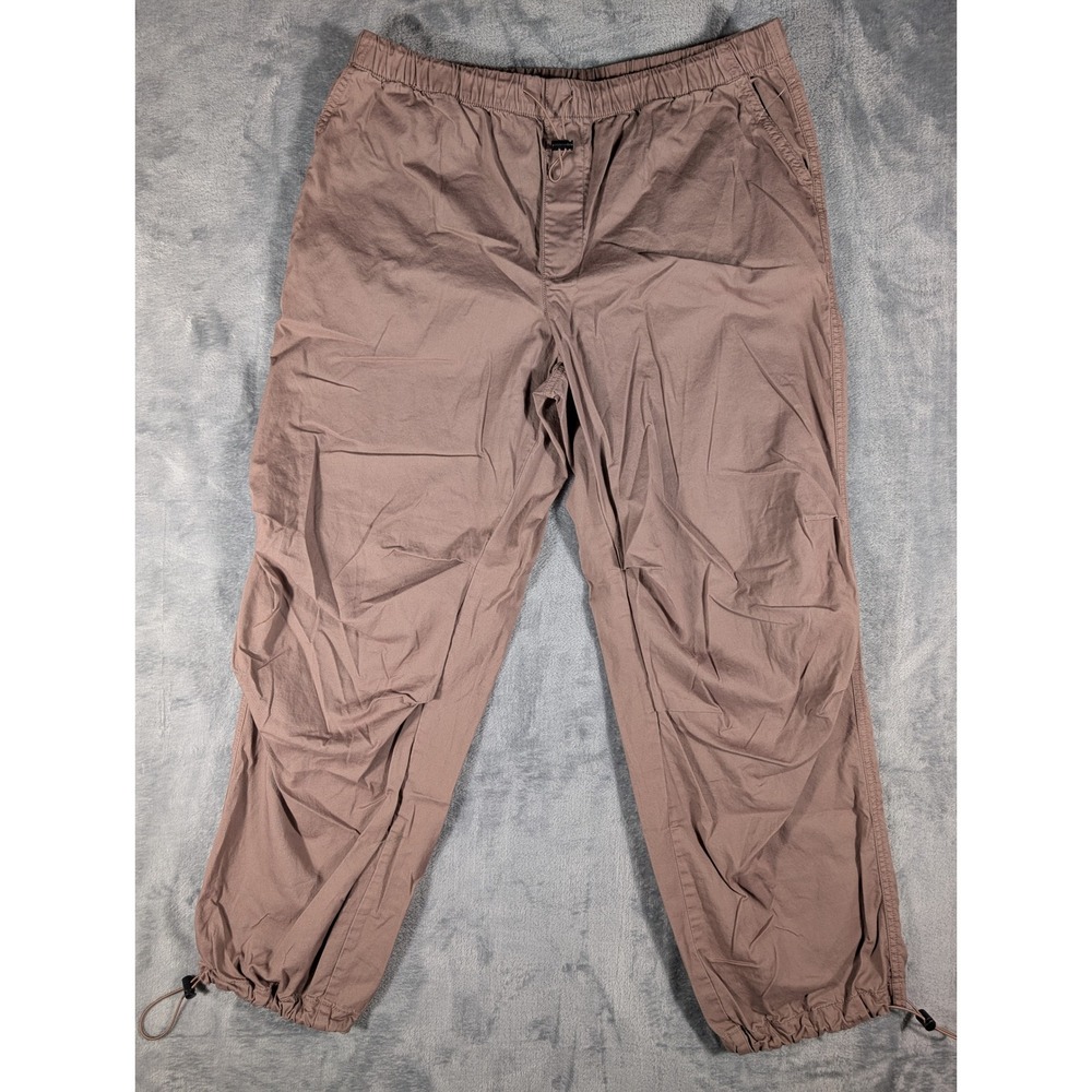 Women's Medium 8-10 Brown 100% Cotton Parachute Pants Bungee Hem Casual Preloved